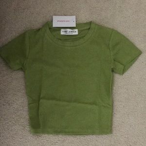 Plain green crop tee